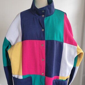 Vintage 80s Current Seen Color Block Reversible Lined Jacket (Size: Medium)